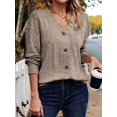 thumbnail image 5 of Females Long Sleeve T Shirts Trendy V Neck Tunic Tops Dressy Causal Ribbed Blouse Loose Comfy Spring Clothes Khaki XL, 5 of 8