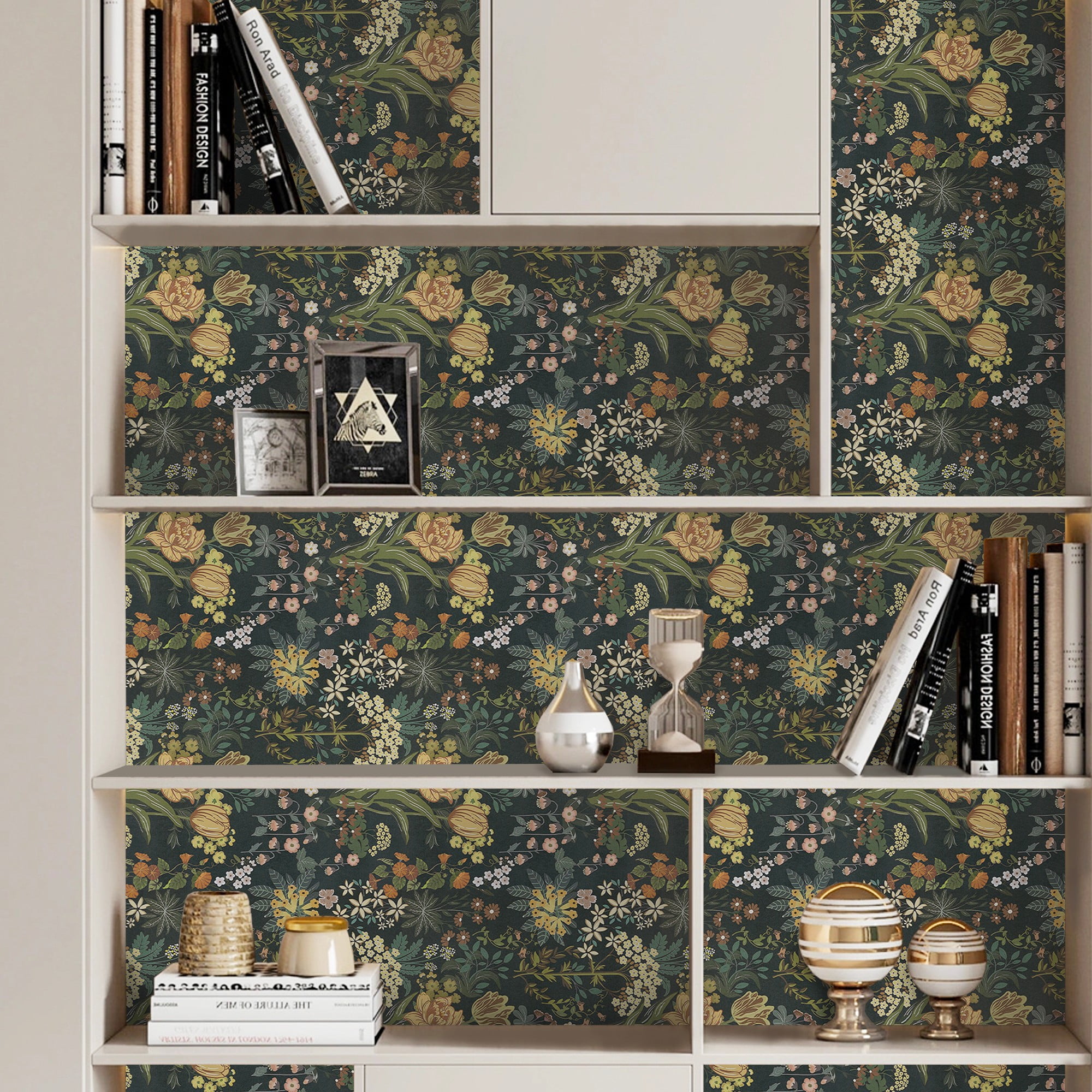 Abyssaly Floral Peel and Stick Wallpaper 17.7-in x 393.7-in Self Adhesive Wall Paper Vinyl for Home Decoration