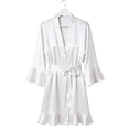 thumbnail image 5 of Spencer Women's Pure Short Silk Robes Bridesmaid Bride Party Satin Robes Sleepwear Loungewear Bathrobes S-2XL, 5 of 9