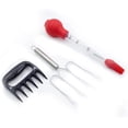 thumbnail image 1 of Outil de Rôtissage de Dinde 4 Pcs Pompe à Assaisonnement de Dinde en Silicone Séparateur de Viande Attrape-Ours Fourchette de Dinde en Acier Inoxydable Ensemble d'Outils de Barbecue Outils de Dinde Traitement Attrayant, 1 of 8