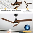 thumbnail image 4 of DWVO 52in Ceiling Fan with lights Remote Control, Modern Ceiling Fan with 6-Speed, 3 Solid Wood Blades - Walnut & Black, 4 of 11