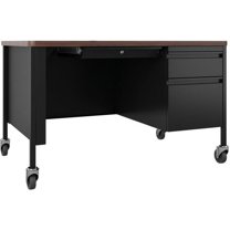 Fortress Series Walnut Top Teachers Desk, Black - 48 x 30 x 29.5 in.