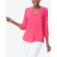 thumbnail image 1 of NYDJ Blusa de botones con pliegues para mujer, rosa, extra pequeña NYDJ Abotonar, 1 of 1