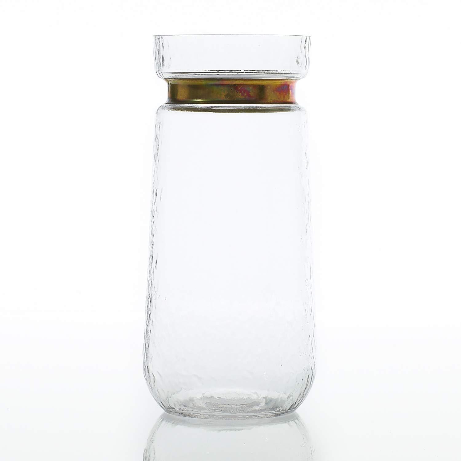 Accent Decor Jasmine Glass Vase Gold Trim (5.25" x 5.25" x 11.50