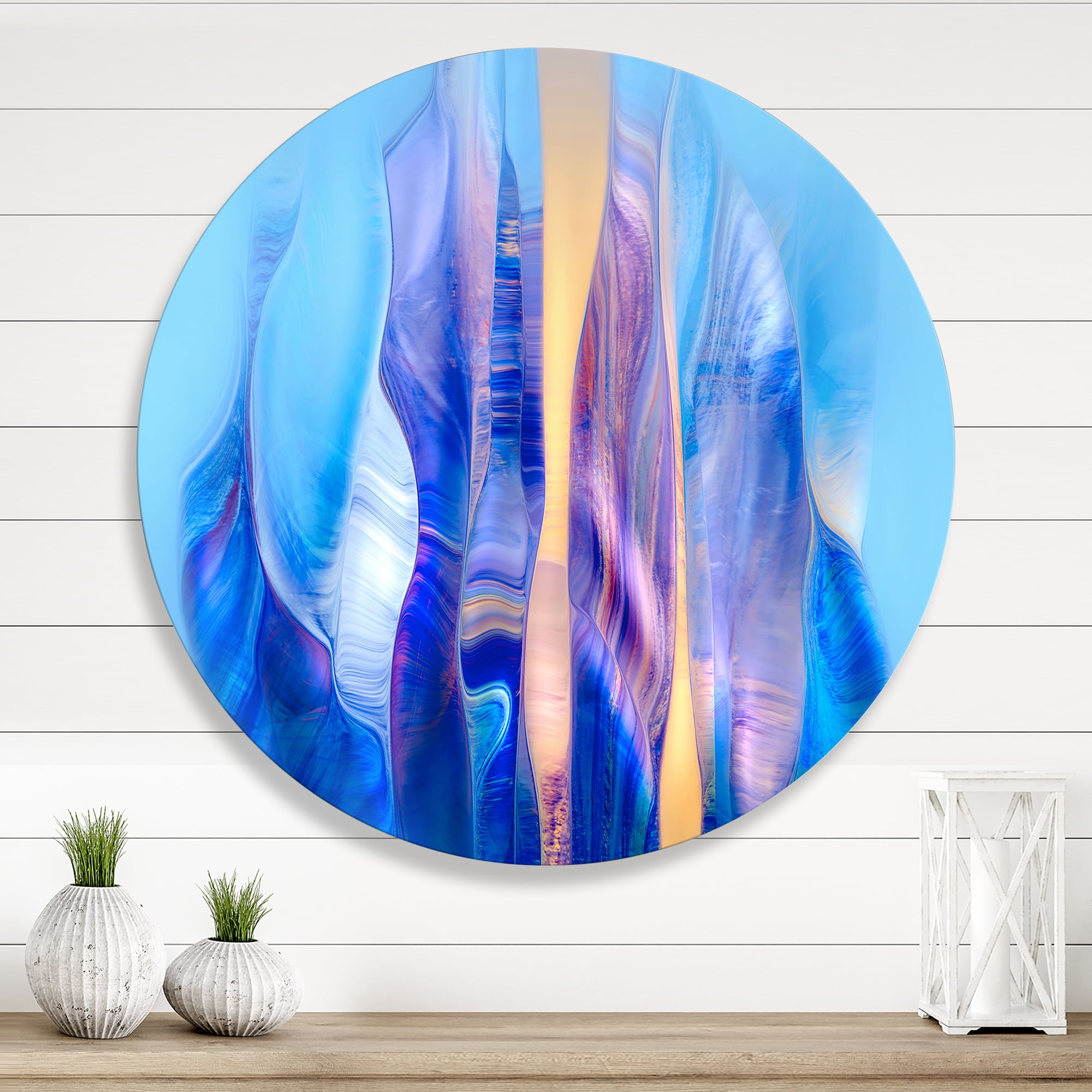 Designart 'Abstract Colorful Twisted Wavy Shape In Motion' Modern Circle Metal Wall Art 11x11 - Disc of 11