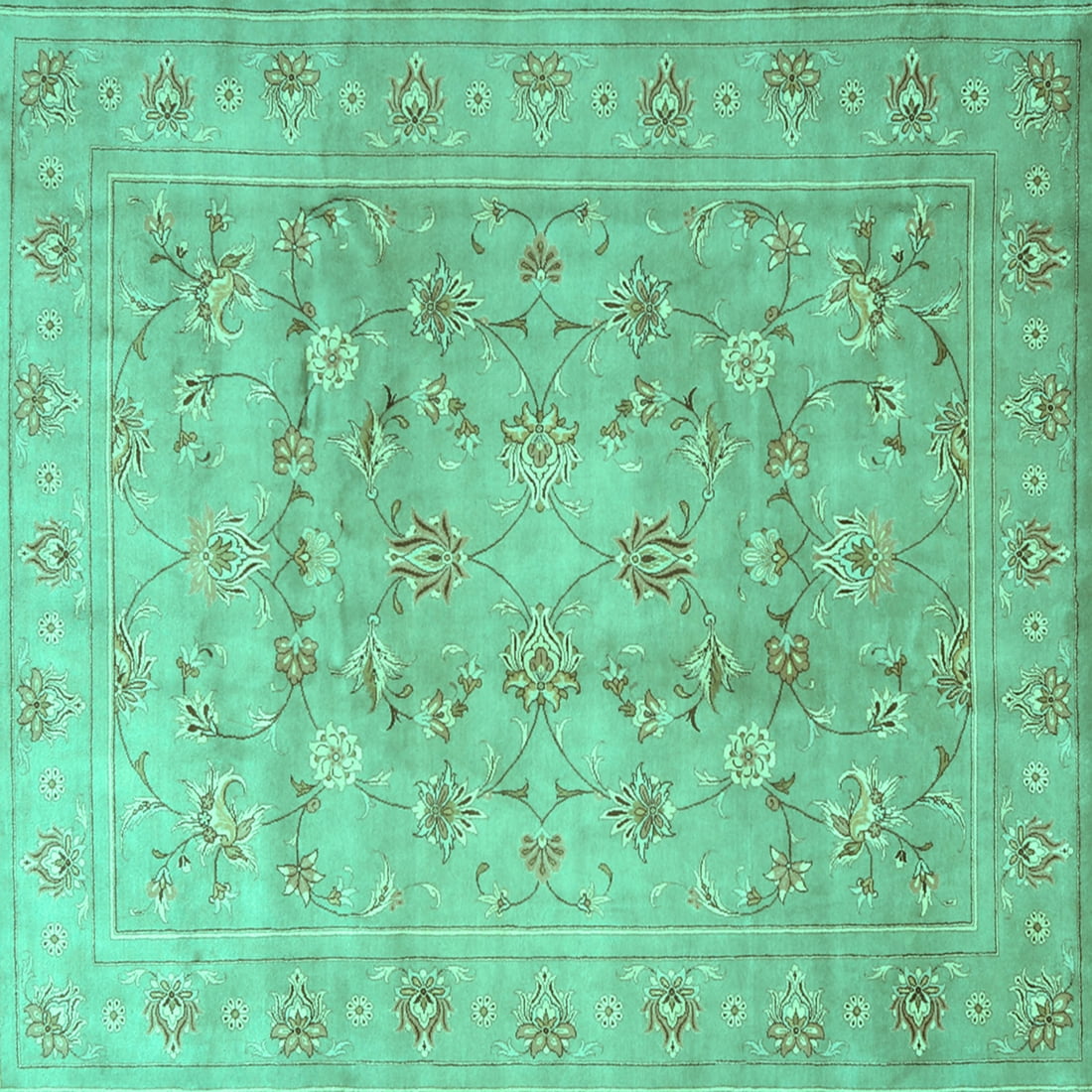 Ahgly Company Indoor Square Persian Turquoise Blue Traditional Area ...