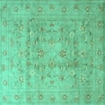 thumbnail image 1 of Ahgly Company Machine Washable Indoor Square Persian Turquoise Blue Traditional Area Rugs, 8' Square, 1 of 4