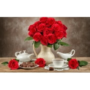12PCS Fake Roses Artificial Flowers Red Roses with Long Stems Realistic Faux Silk Rose Bouquets for Wedding Decor Bridal Shower Centerpieces Floral Arrangements Party Mother's Day Valentines Flowers