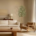 thumbnail image 3 of Artificial Olive Tree 6FT, Tall Fake Olive Trees with Realistic Trunk, Leaves, Fruits, Fake Olive Trees Potted Topiary Tree with Dried Moss for Home Office Living Room Bedroom Stairs Foyer Decor, 3 of 6