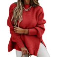 thumbnail image 2 of Women Sweater Unique Pattern Half High Collar Autumn Winter Pure Color Thick Pullover Thick Knitting Pullover, 2 of 7