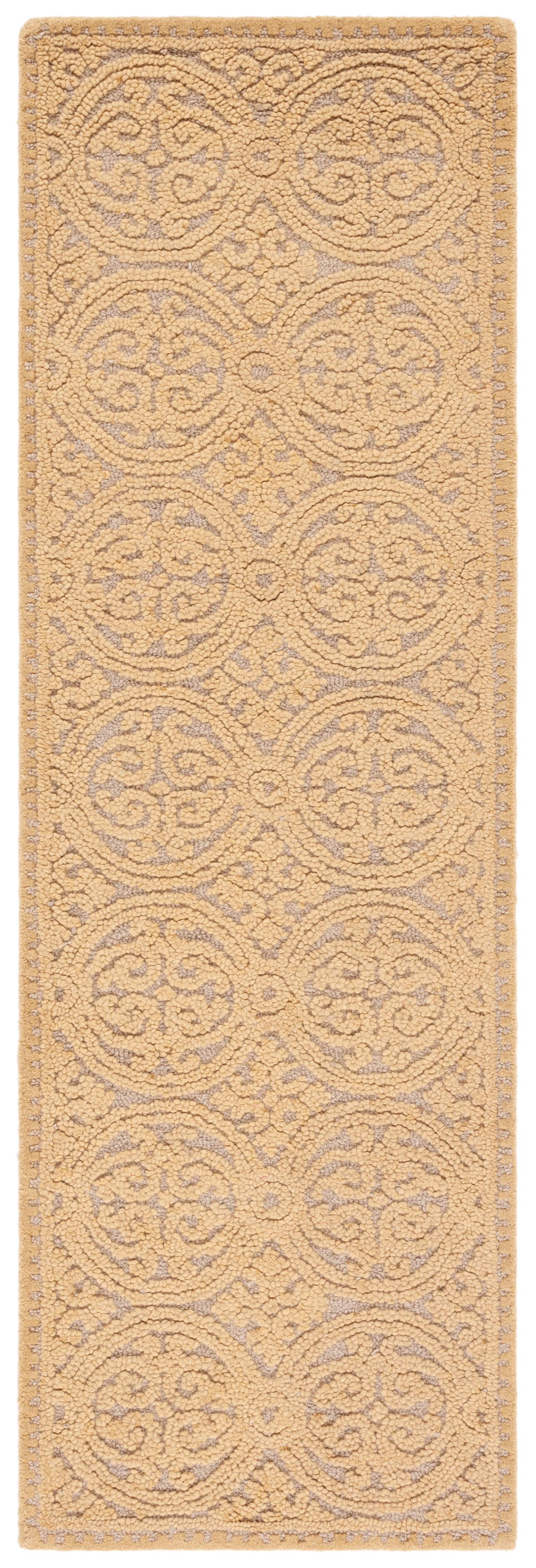 SAFAVIEH Cambridge Avalon Geometric Wool Runner Rug, Light Gold/Dark Gold, 2'6" x 16'