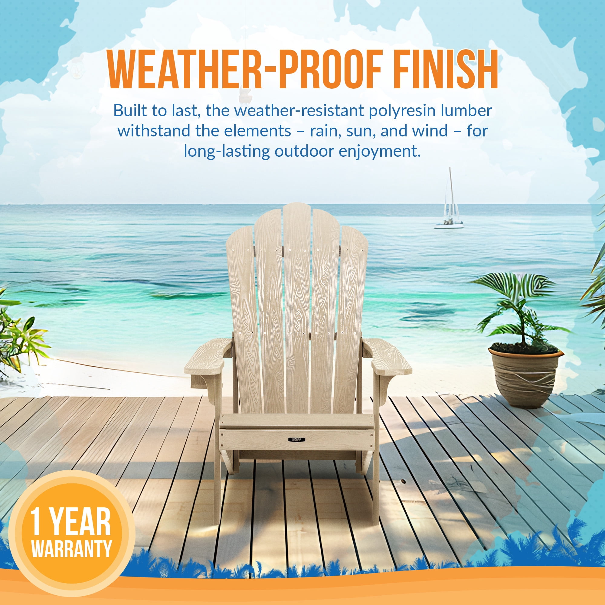 Bluewave Ez-Care Tek-Wood Adirondack Chair Slate Grey