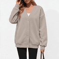 thumbnail image 2 of SUNBS V‑Neck Button Sweatshirts Cardigan for Women Fall Jacket Oversized Casual Clothes with Pockets, 2 of 9