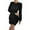 Black, variant on Women's Spring Fall Ruched Bodycon Mini Dress Long Puff Sleeve Ruffle Fitted Cocktail Party Dresses, Plus Size WineXXL