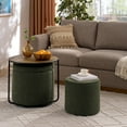 thumbnail image 4 of Round Ottoman with Storage Set of 2 with Coffee Table, 3 in 1 Combination Nesting Furniture Set, Boucle Upholstered Storage Ottoman, Vanity Stool, End Side Table Combo, Dark Green, 4 of 7
