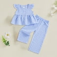 thumbnail image 2 of TOWED22 Baby Girl Outfits Toddler Girls Summer Clothes Crochet Flowers Camisole and Pants Set(Sky Blue,2-3 Y), 2 of 4