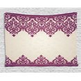 thumbnail image 1 of Turkish Pattern Tapestry, Old Fashioned Borders with Spiral and Tangled Leaves in Rococo Style, Wall Hanging for Bedroom Living Room Dorm Decor, 80W X 60L Inches, Fuchsia Beige, by Ambesonne, 1 of 2