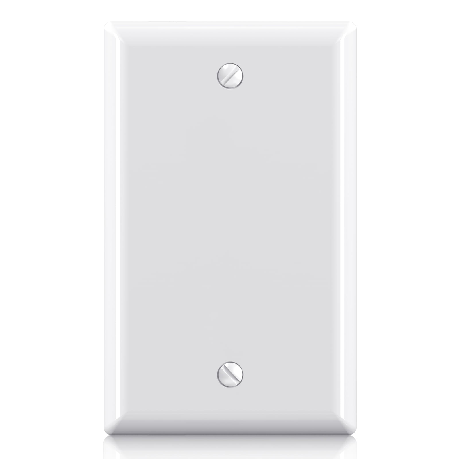 Hyper Tough Blank Outlet Wallplate, Covers Unused Electrical Boxes, Impact Resistant, Glossy Finish, White