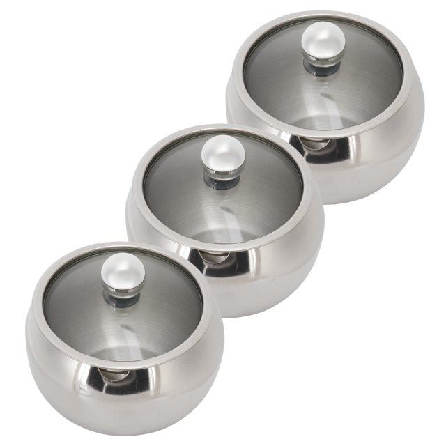 Olla para condimentos ANGGREK de acero inoxidable con Tapas de Vidrio