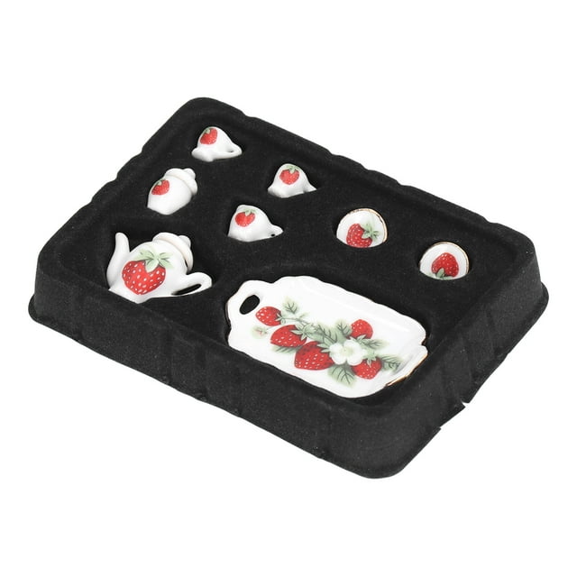 Juego de té para casa de muñecas, taza de tetera en miniatura para niños, accesorios de decoración para casa de muñecas, juguete para juego de imitación