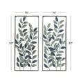 thumbnail image 3 of DecMode Traditional Black Metal Framed Rectangular Fern Leaf Designed Wall Décor, Set of 2 14"W x 32"H, 3 of 10