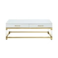 thumbnail image 3 of Ebbe White Gold Coffee Table - High Gloss Finish, Acrylic Leg, Stainless Steel Base, 2 Drawers, 3 of 9