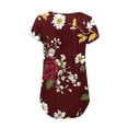 thumbnail image 5 of Womens Loose Placket T Shirt Short Sleeve Tees Button Up Pleated Style Summer Breathable Lightweight Top L, 5 of 6