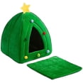thumbnail image 3 of 2 In 1 Foldable Comfortable Triangle Cat Bed Tent House Christmas Pet Bed, 3 of 4