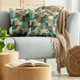 thumbnail image 5 of Ambesonne Geometric Throw Pillow Cover 2 Pack, Patchwork Square Triangle, 24", Teal Orange Multicolor, 5 of 7