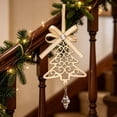 thumbnail image 3 of Toycle Hollow Metal Christmas Ornaments Golden Hanging Decor With Bow Crystal Xmas Tree Decorations For Decor C, 3 of 6