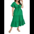 thumbnail image 1 of Vestido Bohemio de Talla Grande para Mujer, Verano 2025, Midi, , Corta, Escote Corazón, Cintura Elástica Verde 5XL, 1 of 9