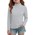 thumbnail image 5 of Cotton Long Sleeve Pullover Shirts for Girls Mock Neck Teen Pullover Tops Turtleneck Warm and Soft Comfortable Loose Fit Casual Tops Basic Tees Fall Winter Clothes 5-14 Years, 5 of 8