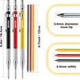 thumbnail image 4 of 3 Pcs 2mm Mechanical Carpenter Pencil Set with 36 Marker Refills and Sharpener, Woodworking Marking Tool Solid Deep Hole Construction Pencil, Extended Needle-Nose Tip for Use in Jobs, 4 of 7