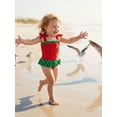 thumbnail image 5 of BemeyourBBs Western Toddler Baby Girl Swimsuit Infant Bathing Suit Summer One Piece Swimwear Cow Bow Watermelon Sleeveless Tie up Straps Ruffle Trim Decor Cute Skirted Beachwear, 5 of 9