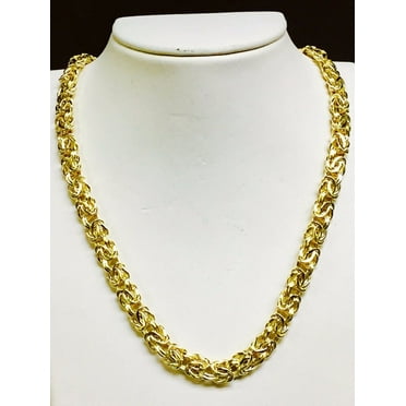 14K Gold 9mm Byzantine Necklace
