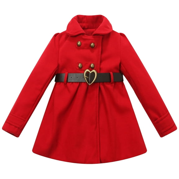 Richie House Little Girls Red Faux Leather Belt Metal Snaps Jacket 3