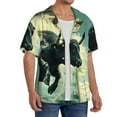 thumbnail image 2 of Susaid Bull Charging Through Waves Print Men's Polo Shirts Button Down Short Sleeve Casual Summer Beach Vintage Shirts for Men-XX-Large, 2 of 5