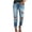 Blue, variant on IROINNID Pants For Women Rigid Waist Fashion High Waist Pocket Casual Straight-leg Pants Hole Solid Color Jean