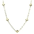 thumbnail image 4 of 18KT Gold-Flashed Sterling Silver Station Clover Open Quatrefoil Flat Oval Chain Necklace Italy 23", 4 of 4