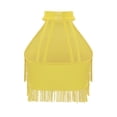 thumbnail image 4 of Hansber Kids Girls Latin Dance Tops Sleeveless Halter Mock Neck Fringe Tiered Tassels Crop Tops Dancewear Yellow 10, 4 of 5