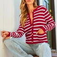 thumbnail image 3 of Women Striped Cardigan Sweaters Button up Cropped Knit Jackets Coat Fall Outfits Trendy Clothes New Womens Sweaters Cardigan Fall Red S, 3 of 9