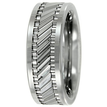 Men's Tungsten Grid Pattern Ring, 8mm
