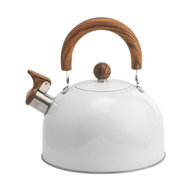 Tetera de acero inoxidable de 3L, hervidor de agua con sonido de silbato, ligero, cocina antioxidante con mango de patrón de madera, silbato fuerte mayimx Hervidor de estufa