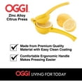 thumbnail image 5 of Oggi Aluminum Manual Lemon Citrus Squeezer/Juicer (Yellow) 7503.4, 5 of 5