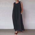 thumbnail image 2 of JINMGG 2024 Summer Plus size Clearance Dresses for Women under $10,Women's Plus Size Summer Fashion Solid Round-Neck Sleeveless Pullover Dress, 2 of 8