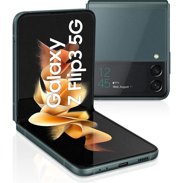 Refurbished Samsung Galaxy Z Flip3 5G - 128GB – Green – 12MP Dual Rear & 10MP Front Camera - Fully Unlocked Smartphone - Excellent Condition