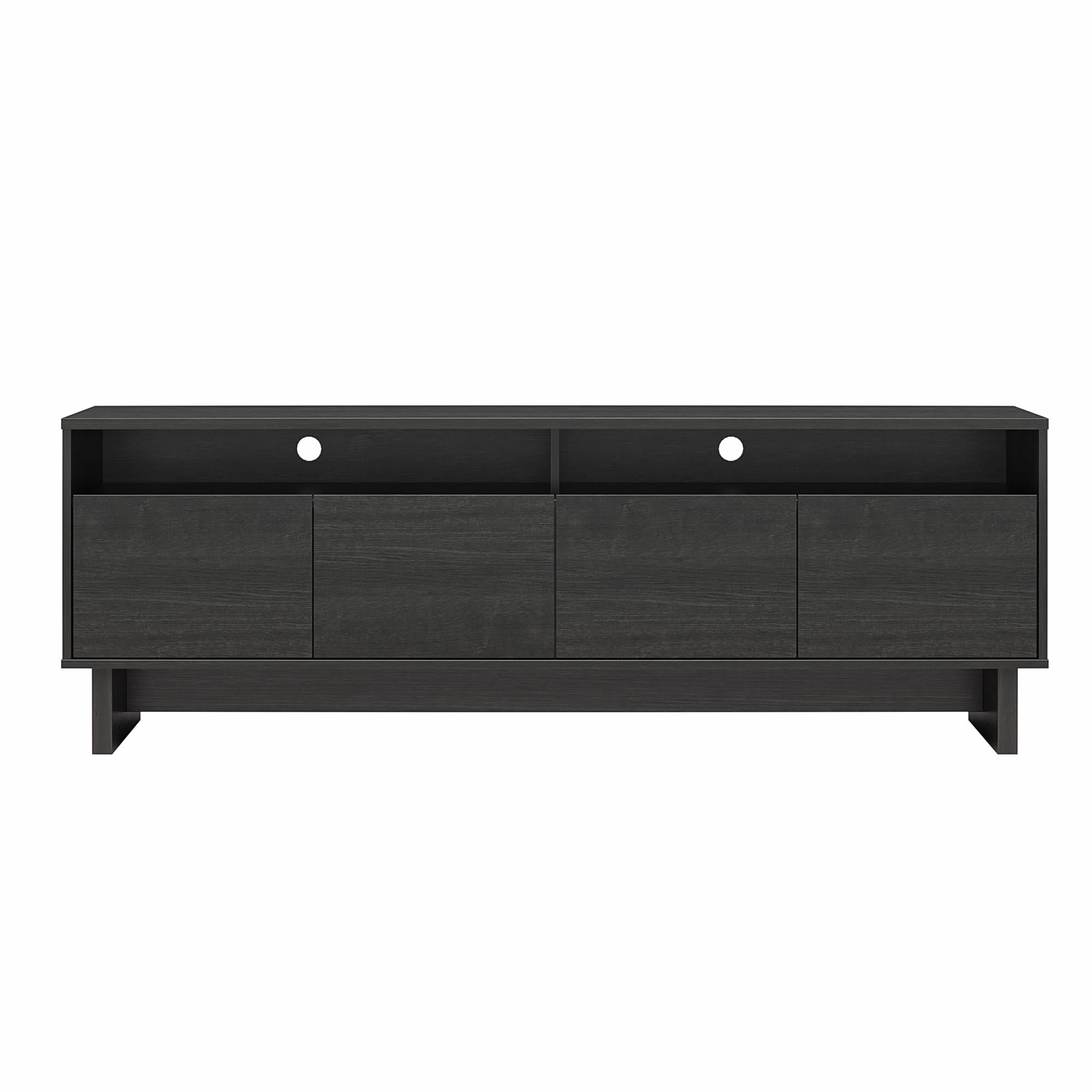 RealRooms Nivelle 4-Door TV Stand Console for TVs up to 75", Black Oak