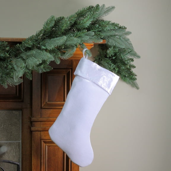 19" Traditional Solid White Velvet Christmas Stocking
