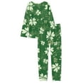 thumbnail image 5 of NETILGEN Notes Green Leaf Pattern Pjs for Women Summer, Crew Neck Women Pajama Set Long Sleeve, 2 Pack Snug-Fit Pajamas for Women Set Pants Fit Indoor Home Activities, 5 of 6