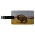 thumbnail image 1 of American Bison Buffalo Herd on the Plains Rectangle Leather Luggage Card Suitcase Carry-On ID Tag, 1 of 7